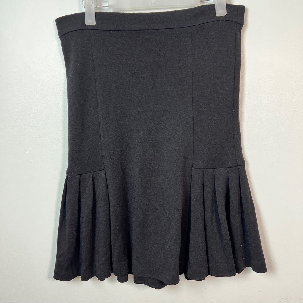 Diane von Furstenberg Wool Pleated Hem Skirt Black Size 8 Made in USA